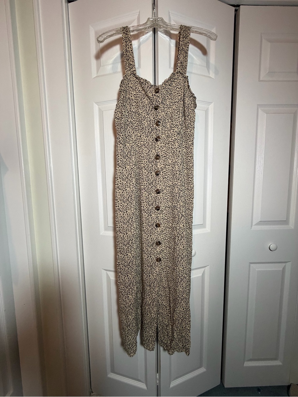 Cheetah Print Button-Front Maxi Dress - L
